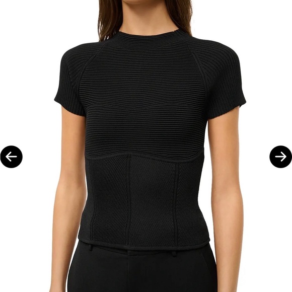 STAUD Black Ribbed Short Sleeve Top - Picture 2 of 7